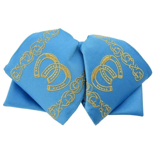 Moño Charro White Diamond color azul con herradura – moño charro con diseño artesanal