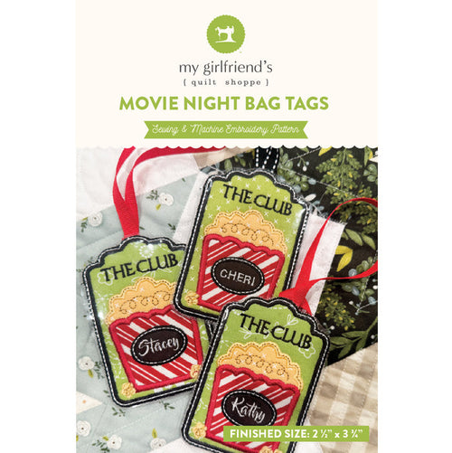 Movie Night Bag Tag (Downloadable Sewing and Machine Embroidery Pattern)