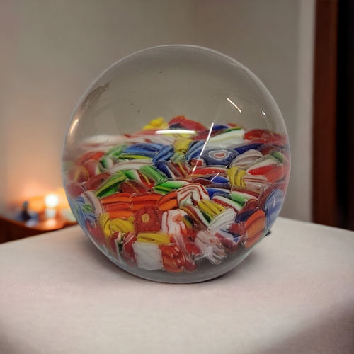 Murano Glass Millefiori Paperweight Paper weight Art Glass Candy Cane - Wainfleet Trading Post