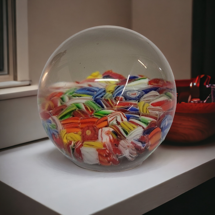 Murano Glass Millefiori Paperweight Paper weight Art Glass Candy Cane - Wainfleet Trading Post