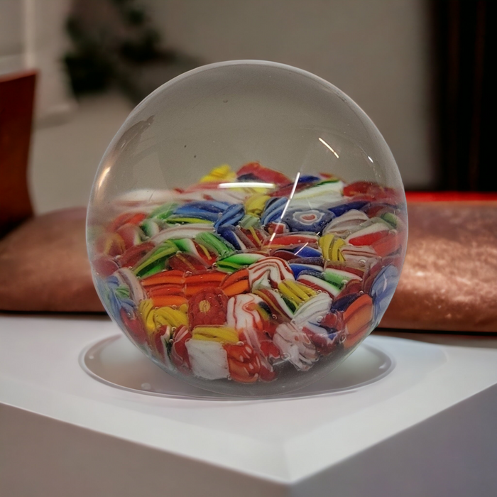 Murano Glass Millefiori Paperweight Paper weight Art Glass Candy Cane - Wainfleet Trading Post