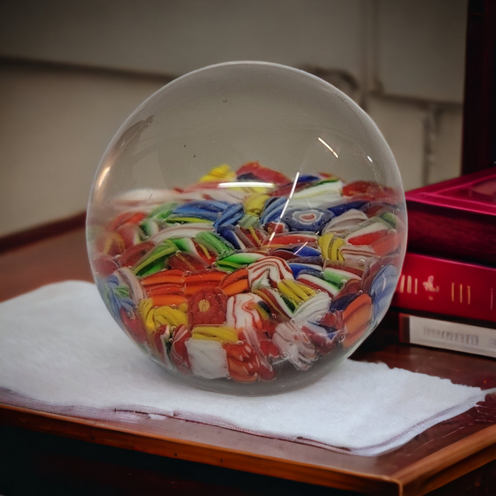 Murano Glass Millefiori Paperweight Paper weight Art Glass Candy Cane - Wainfleet Trading Post