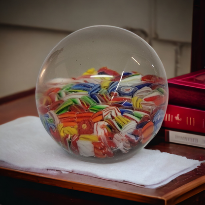 Murano Glass Millefiori Paperweight Paper weight Art Glass Candy Cane - Wainfleet Trading Post