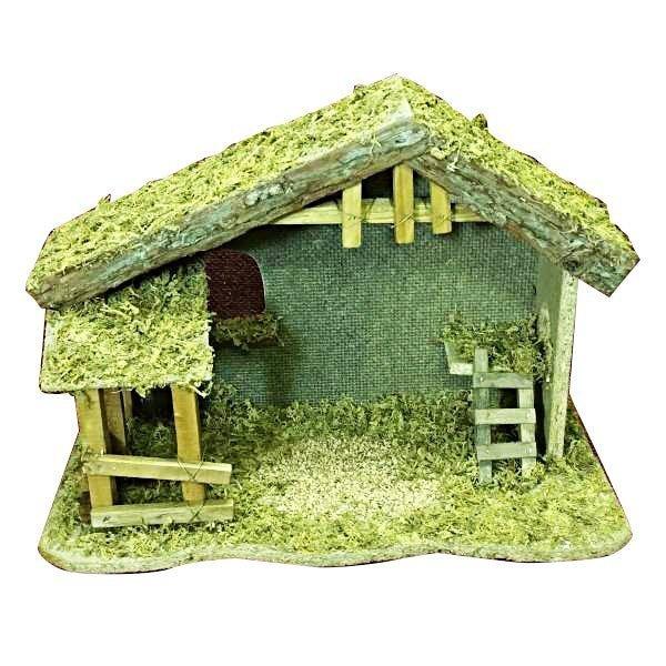 Stable - Wood, Moss & Bark Porcelain Limoges nativity French Trinket Box