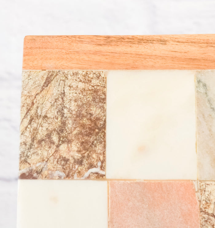 Natural Checkered Rectangular Serving Board