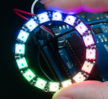 NeoPixel Ring - 16 x 5050 RGB LED with Integrated Drivers by Adafruit - The Pi Hut