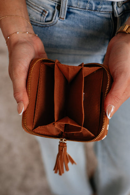 Never On Schedule Checkered Wallet - Cognac