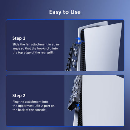 You only need to plug the fan into the PS5 console and insert it into the USB-A port to use it.