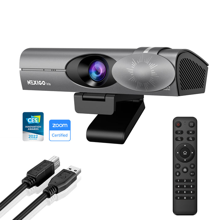NexiGo Iris, 4K AI Webcam with Remote control and Type-A to Type-C Cable