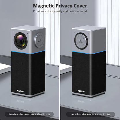 Conference Camera with magnetic privacy cover, attaches magnetically when not in use.