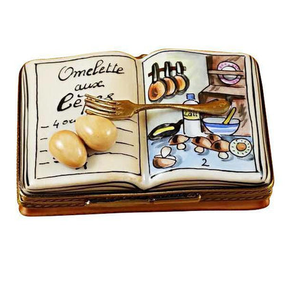 Cookbook - Omelet Porcelain Limoges Food Home Book French Trinket Box