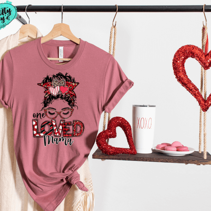 One Loved Mama Messy Bunn Valentines - Women's Unisex- t-shirt
