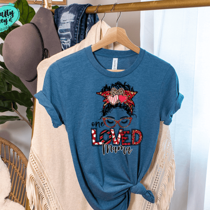 One Loved Mama Messy Bunn Valentines - Women's Unisex- t-shirt