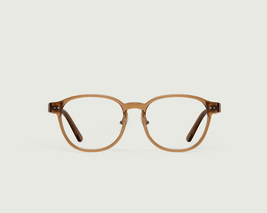 Saddle::Orman Wide Eyeglasses round brown bioacetate front