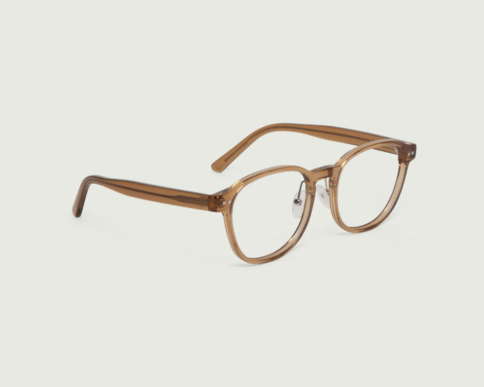 Saddle::Orman Wide Eyeglasses round brown bioacetate front diagonal