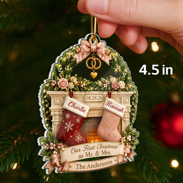 "Our First Christmas As Mr. & Mrs." – Personalized Acrylic Ornament | Christmas Gift For Couples