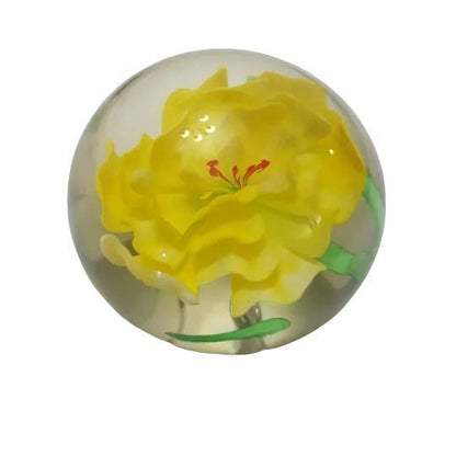 paper weight art glass murano paperweight yellow flower