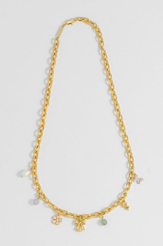 Pastel Charm T-Bar Necklace