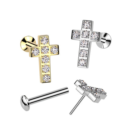 Pave Cross Flat Back Earring