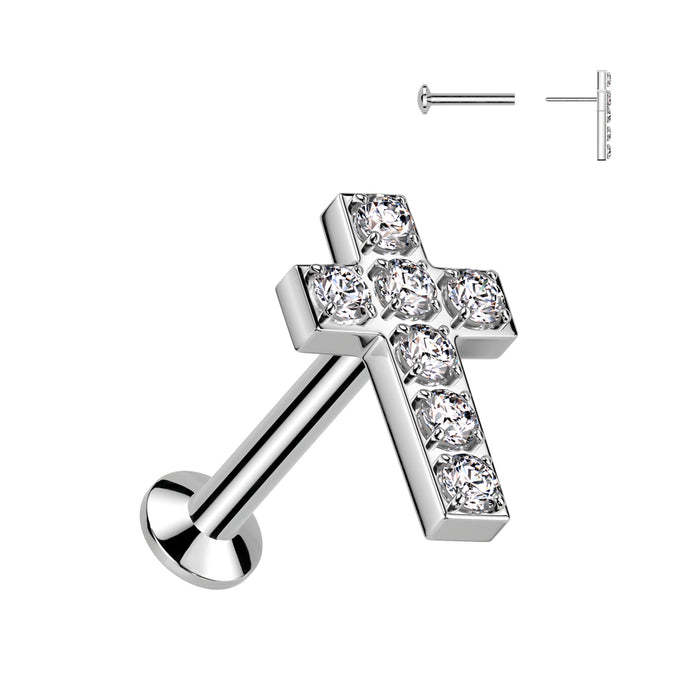 Pave Cross Flat Back Earring