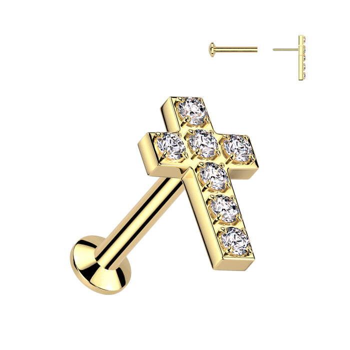 Pave Cross Flat Back Earring
