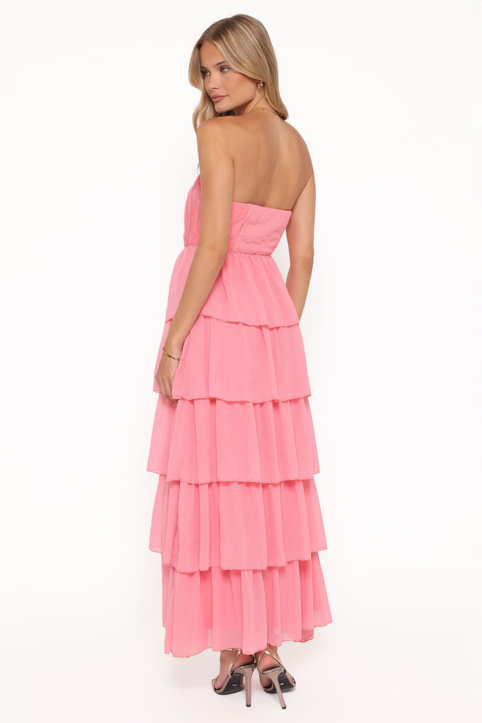 Petal and Pup USA DRESSES Peachester Strapless Maxi Dress - Coral