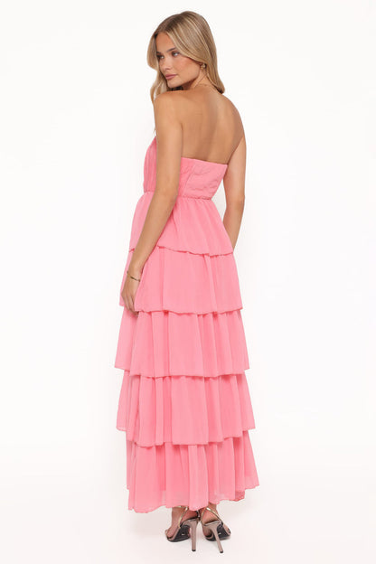 Petal and Pup USA DRESSES Peachester Strapless Maxi Dress - Coral