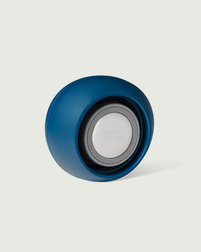 Blueberry::Sunnies Flask  pebble cap blue  front diagonal
