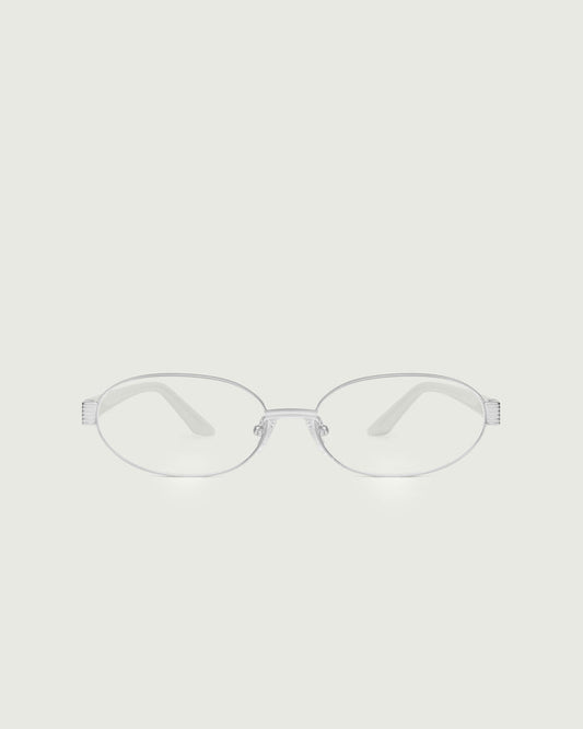 Silver::Penny Eyeglasses oval silver metal front