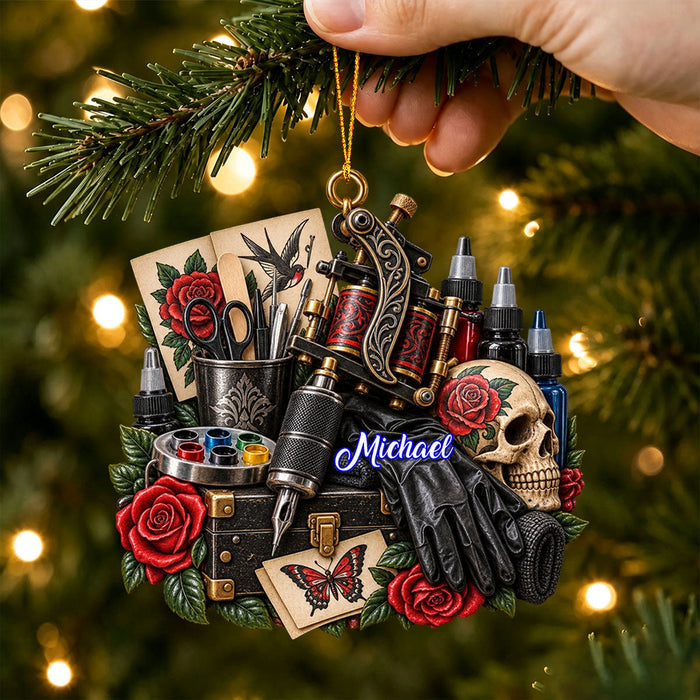 Personal Tattoo Machine Ornament Custom Name Tattoo Artist Christmas Gift