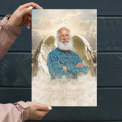 Personalized Canvas Print With Angel Wings – Memorial Photo Gift For Lost Loved One