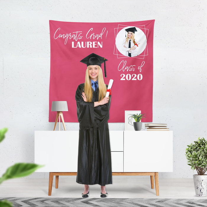 Personalized Graduation Party Backdrop, Photo Booth Prop (Printed or Printable File)