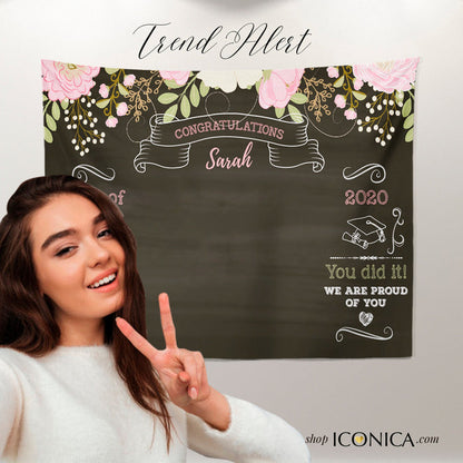 Personalized Graduation Photo Backdrop, Drive-by Graduation Banner (Printed or Printable)