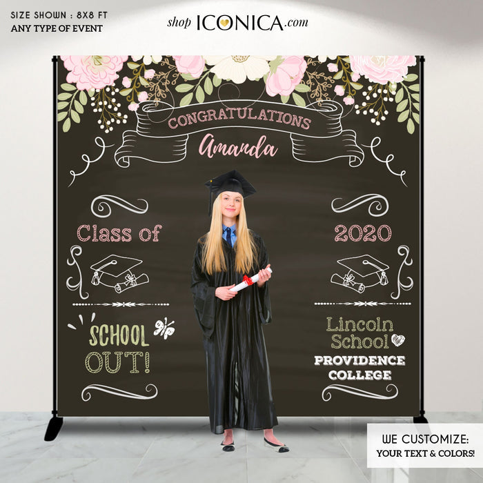 Personalized Graduation Photo Backdrop, Drive-by Graduation Banner (Printed or Printable)