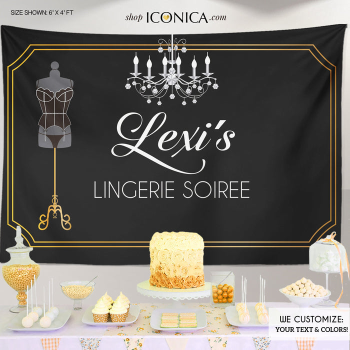 Personalized Lingerie Soiree Backdrop, Bridal Shower Decor (Printed or Printable File)