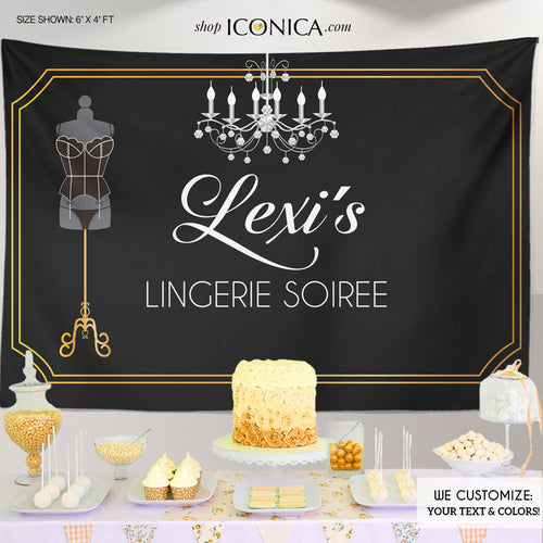 Personalized Lingerie Soiree Backdrop, Bridal Shower Decor (Printed or Printable File)
