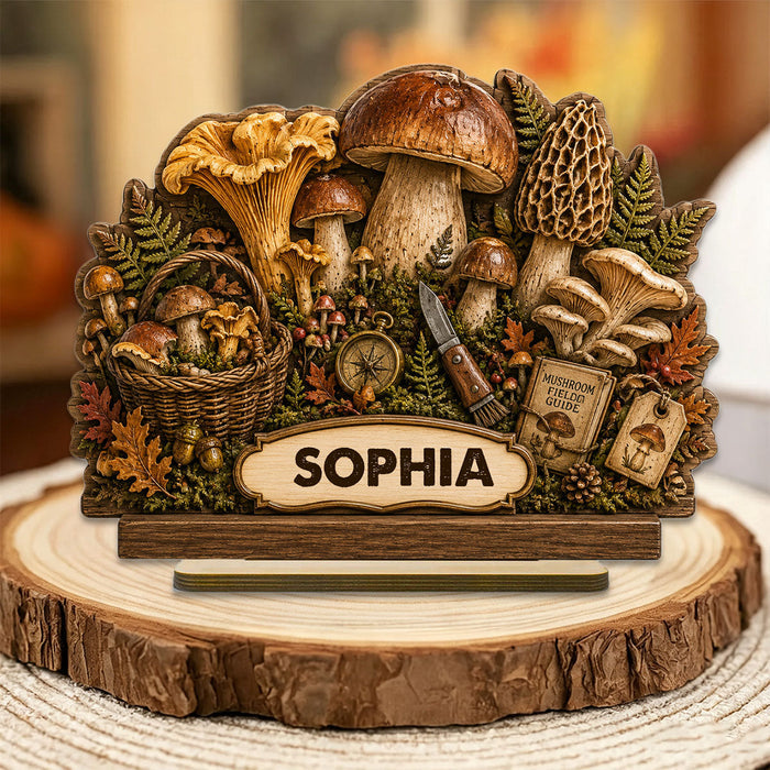 Personalized Mushroom Cluster Shape Wooden Plaque,Gift for Nature lovers,Foragers