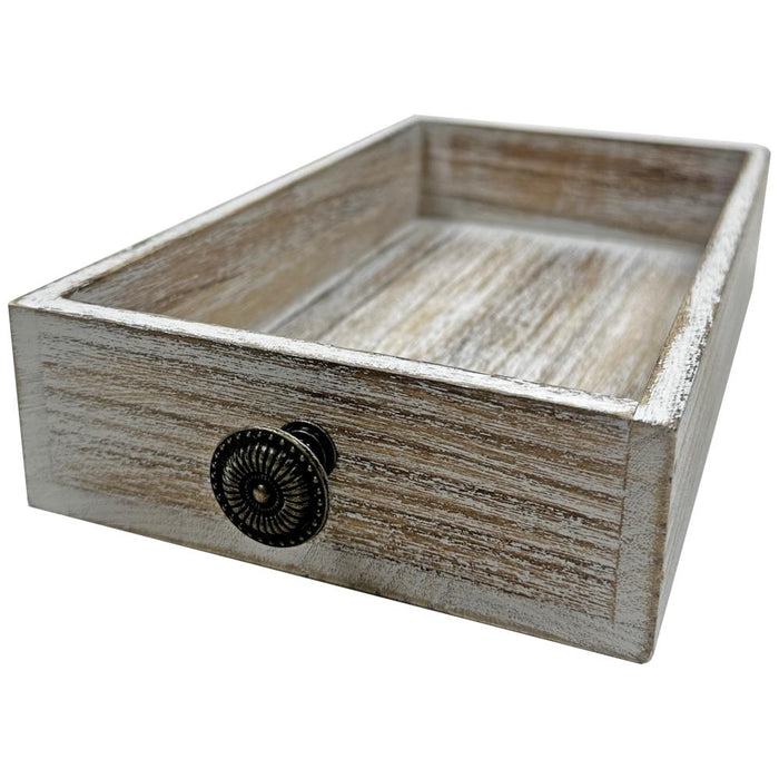 Pine Wood Napkin Caddy • Distressed White (Guest Towel Size)