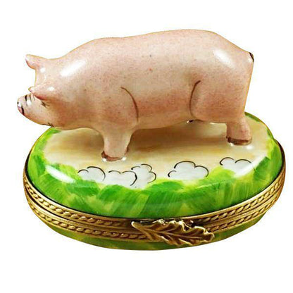 Pig Rochard Porcelain Limoges farm pig French Trinket Box