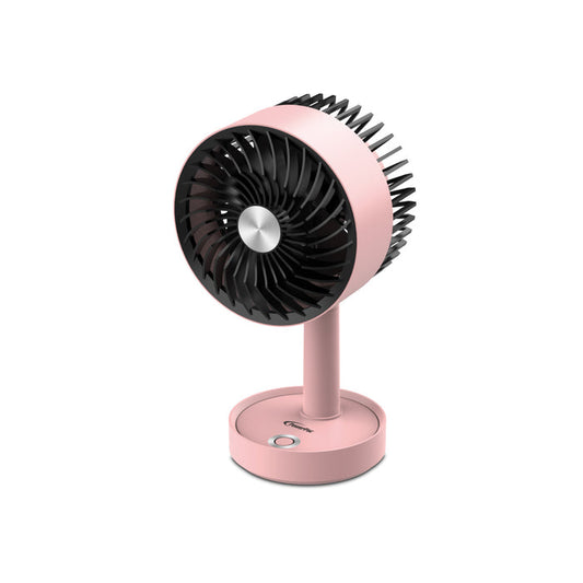 PowerPac 5" Table Fan – USB, Rechargeable, Portable Wireless, Adjustable Tilt, LED lights, Sturdy, 3-Speed, pink, PPUF230