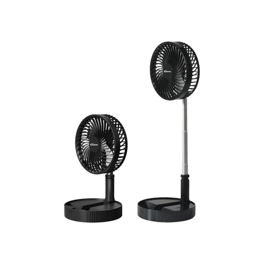 PowerPac 8" Adjustable Stand/Table Fan – USB, Rechargeable, Portable Wireless, Adjustable Tilt & Height, 4-Speed, black, PPUF234