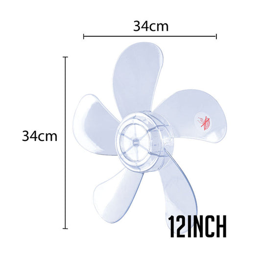 PowerPac Fan Blade Replacement – 12” Fan Blade, 5 Blades, for Desk / Stand / Wall Fan, ABS material, colourless & transparent, FB12/5