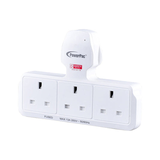 PowerPac Multi Plug Extension Adapter with 3 Way, Power Extension Socket Adaptor (PP277)