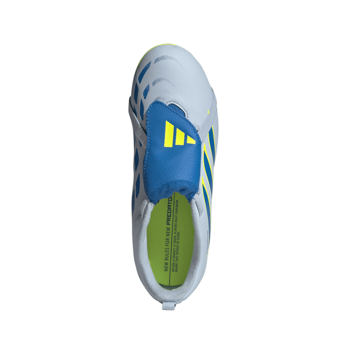 adidas Predator Club Fold-Over Tongue Elastic Laces FG/MG Soccer Cleats | Crystal Sky / Ray Blue / Team Solar Yellow | Kid's
