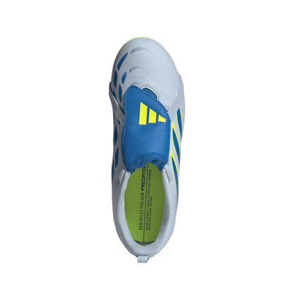 adidas Predator Club Fold-Over Tongue Elastic Laces FG/MG Soccer Cleats | Crystal Sky / Ray Blue / Team Solar Yellow | Kid's