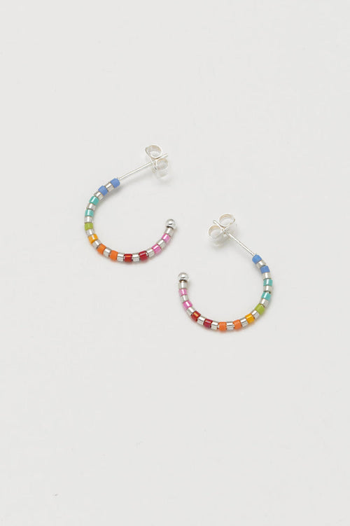 Rainbow Beaded Hoop Earrings