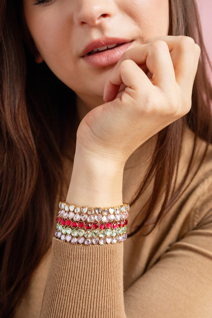 Red Crystal Heart Stretch Bracelet