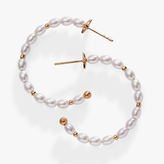Rice Pearl Hoop Earring