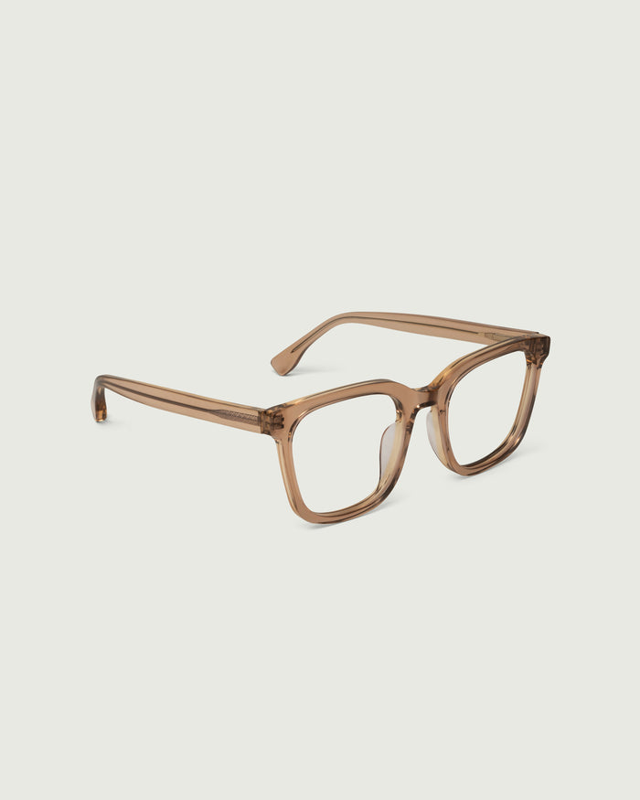 Ceylon::River Eyeglasses square brown plant-based plastic front diagonal