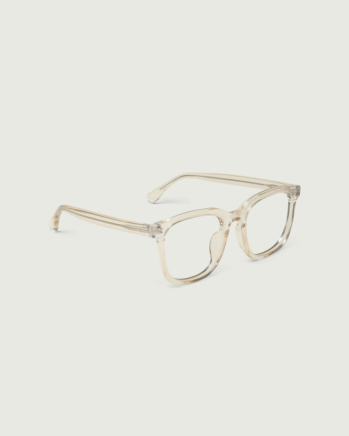 Jellyfish::River Eyeglasses square clear plant-based plastic front diagonal